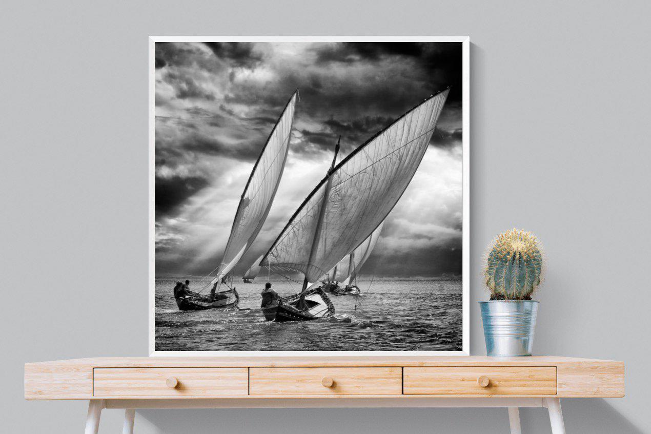 Regatta-Wall_Art-100 x 100cm-Mounted Canvas-White-Pixalot