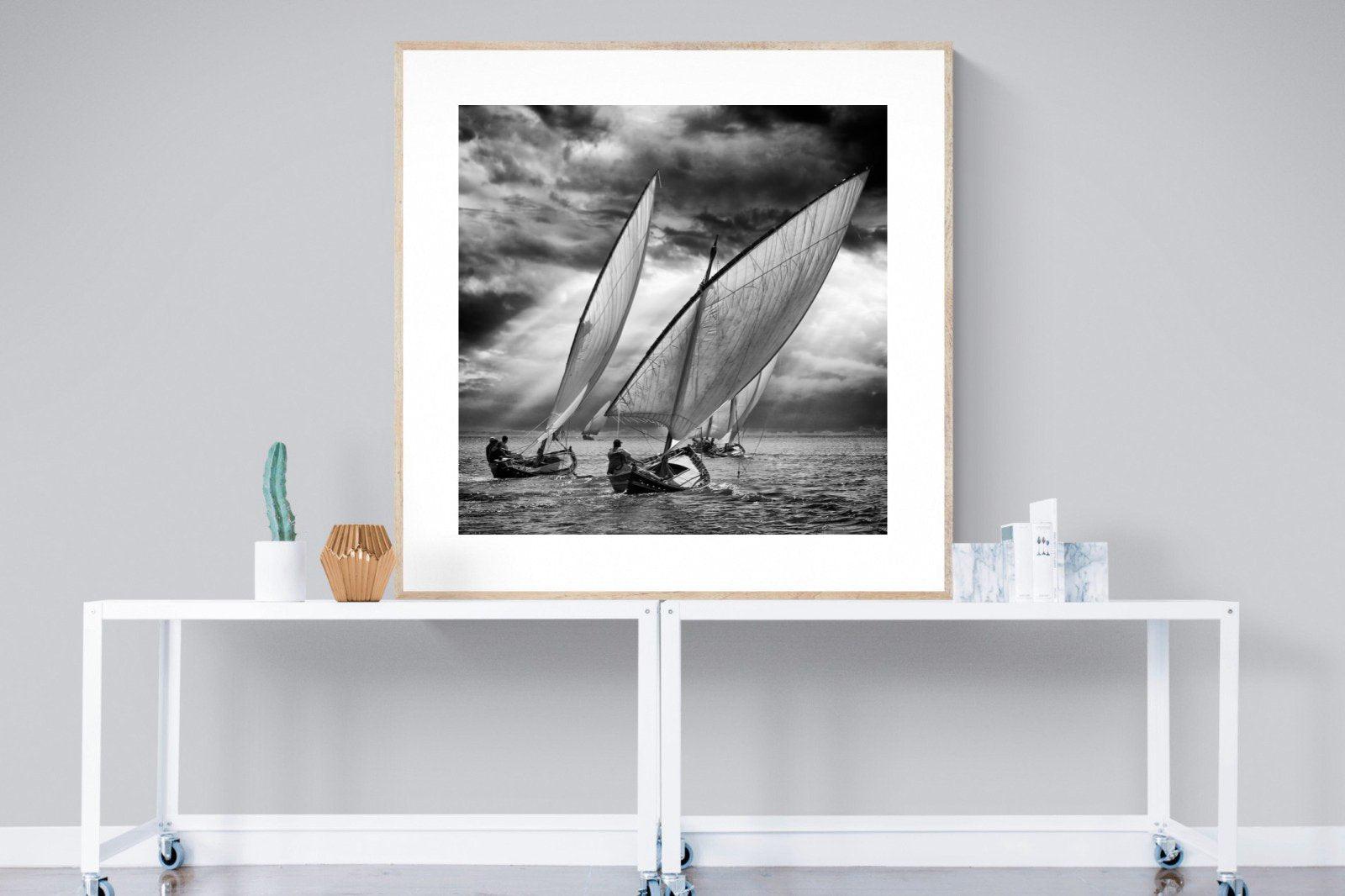 Regatta-Wall_Art-120 x 120cm-Framed Print-Wood-Pixalot