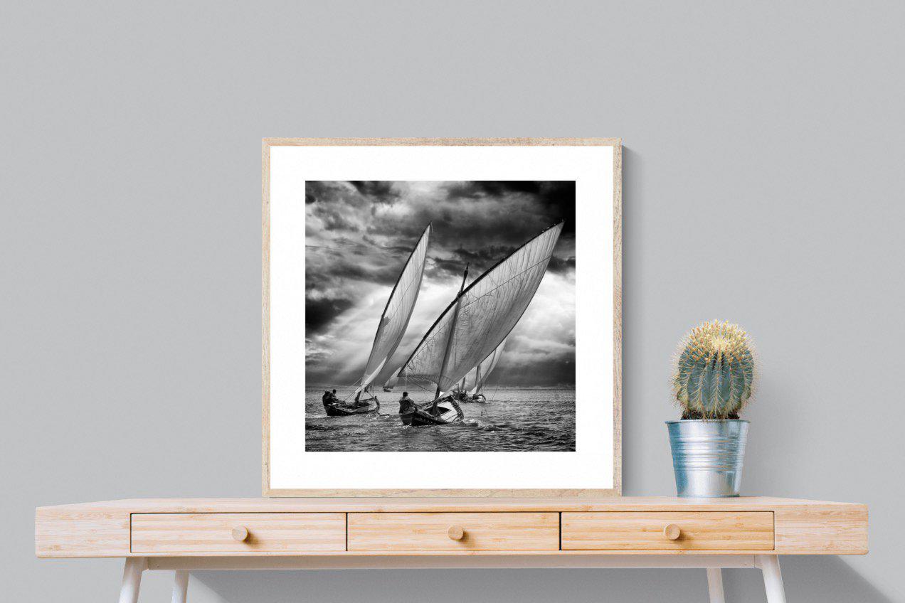 Regatta-Wall_Art-80 x 80cm-Framed Print-Wood-Pixalot