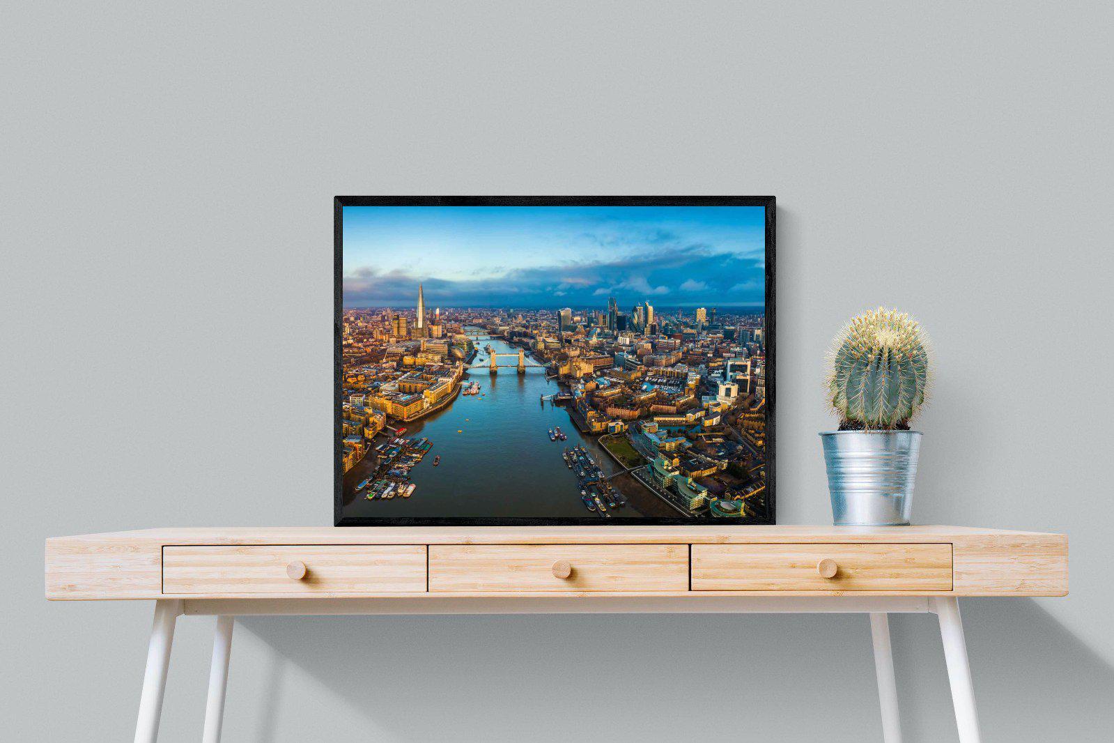 River Thames-Wall_Art-80 x 60cm-Mounted Canvas-Black-Pixalot