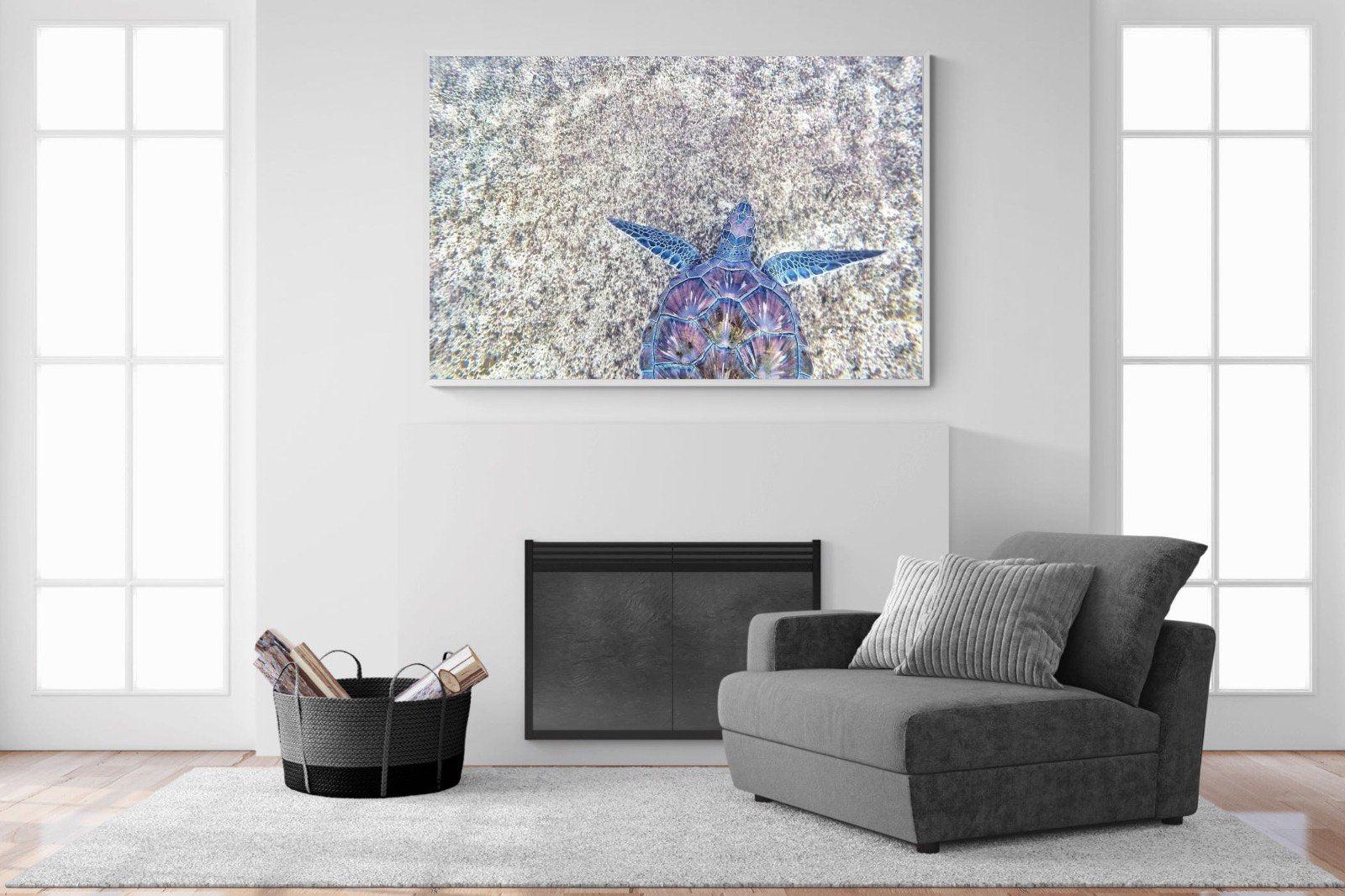 Sapphire Sea Turtle-Wall_Art-150 x 100cm-Mounted Canvas-White-Pixalot