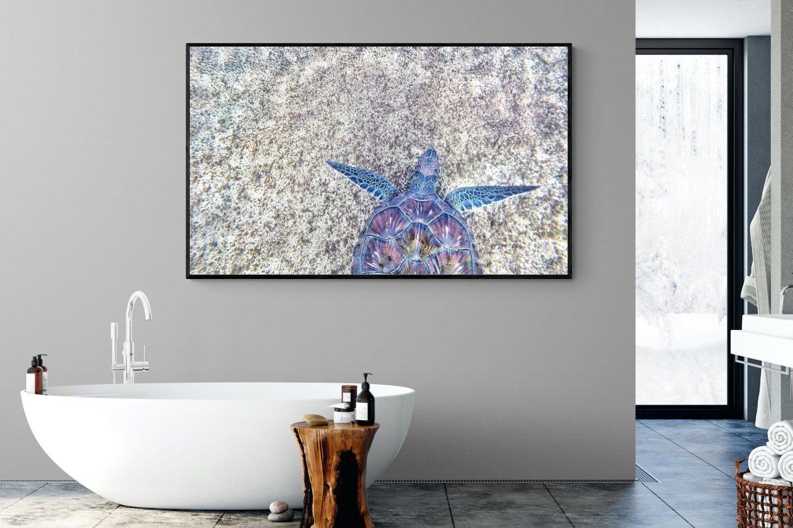 Sapphire Sea Turtle-Wall_Art-180 x 110cm-Mounted Canvas-Black-Pixalot