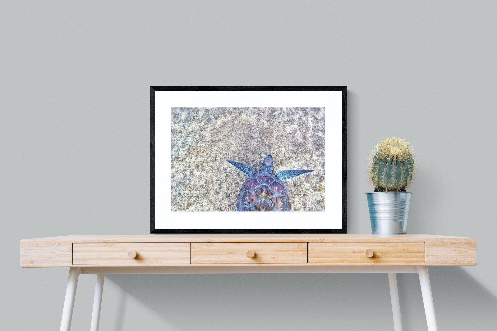 Sapphire Sea Turtle-Wall_Art-80 x 60cm-Framed Print-Black-Pixalot