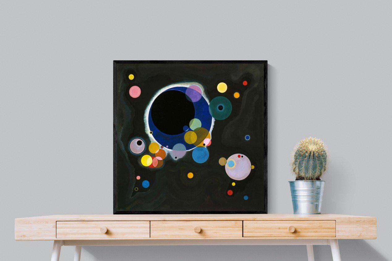 Several Circles-Wall_Art-80 x 80cm-Mounted Canvas-Black-Pixalot