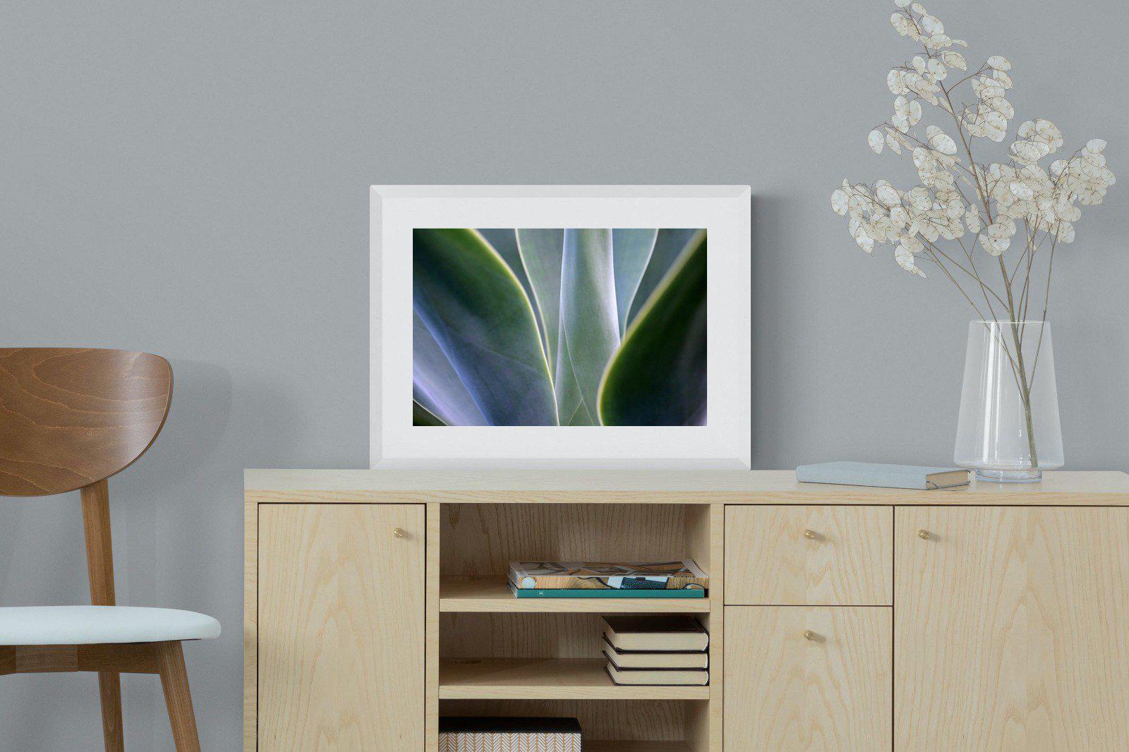 Silky Leaves-Wall_Art-60 x 45cm-Framed Print-White-Pixalot