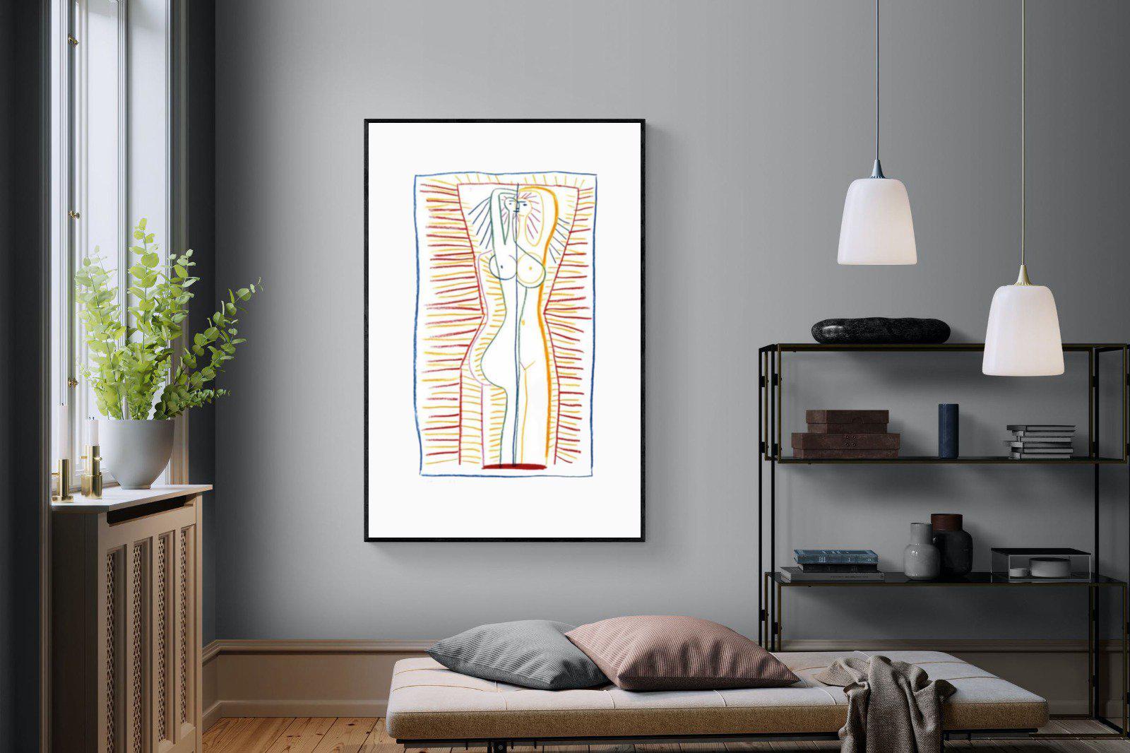 Standing Female Nude II-Wall_Art-120 x 180cm-Mounted Canvas-Black-Pixalot