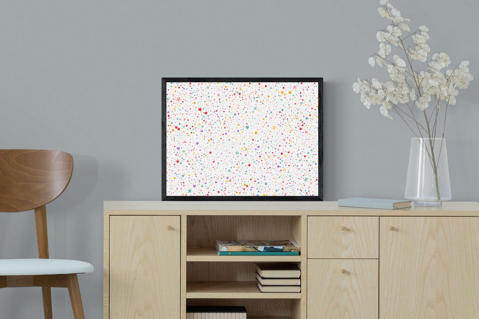 Stars & Dots-Wall_Art-60 x 45cm-Mounted Canvas-Black-Pixalot