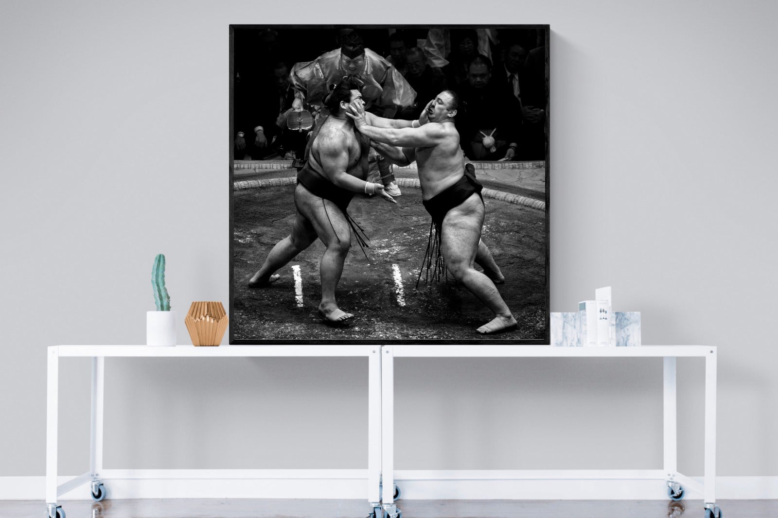 Sumo-Wall_Art-120 x 120cm-Mounted Canvas-Black-Pixalot