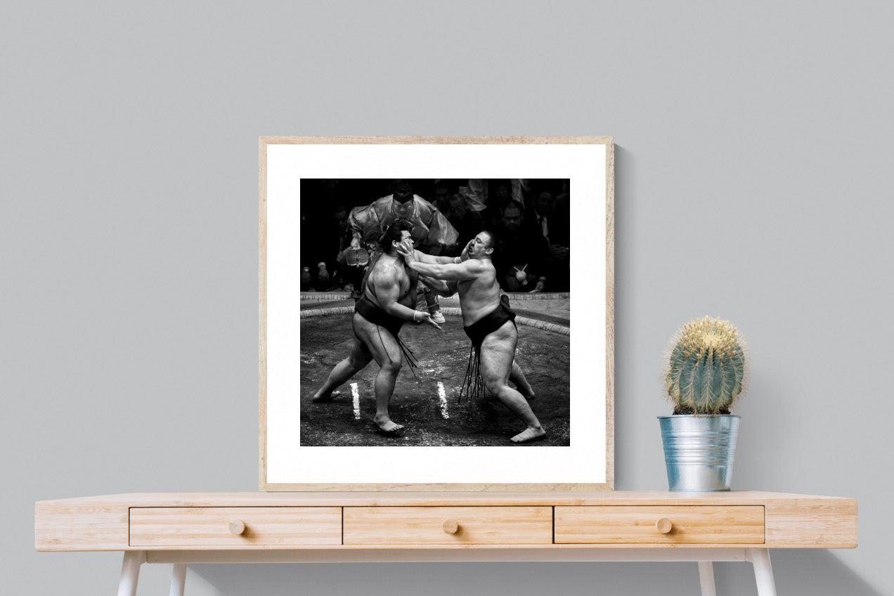 Sumo-Wall_Art-80 x 80cm-Framed Print-Wood-Pixalot