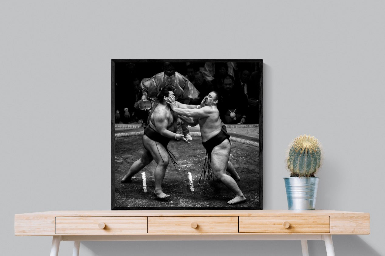 Sumo-Wall_Art-80 x 80cm-Mounted Canvas-Black-Pixalot