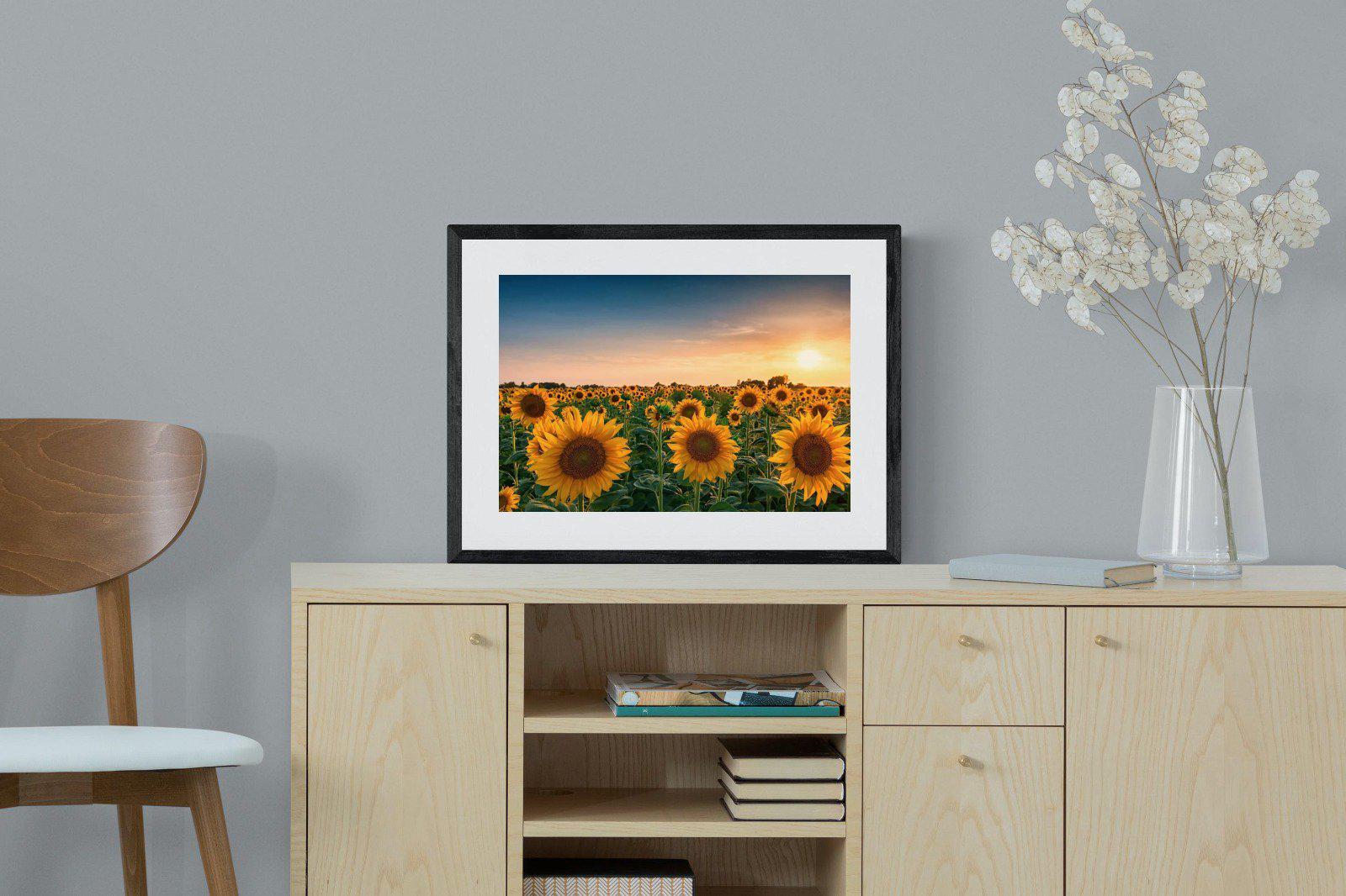 Sunflowers-Wall_Art-60 x 45cm-Framed Print-Black-Pixalot