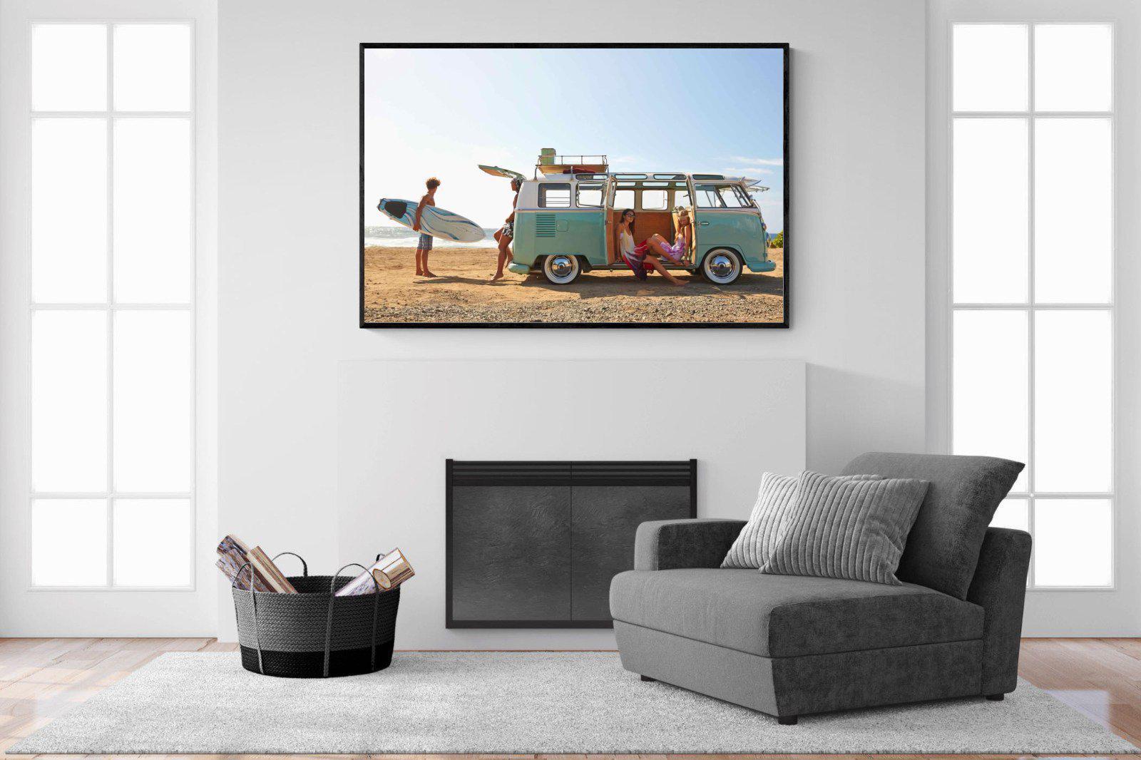 Surf Crew-Wall_Art-150 x 100cm-Mounted Canvas-Black-Pixalot