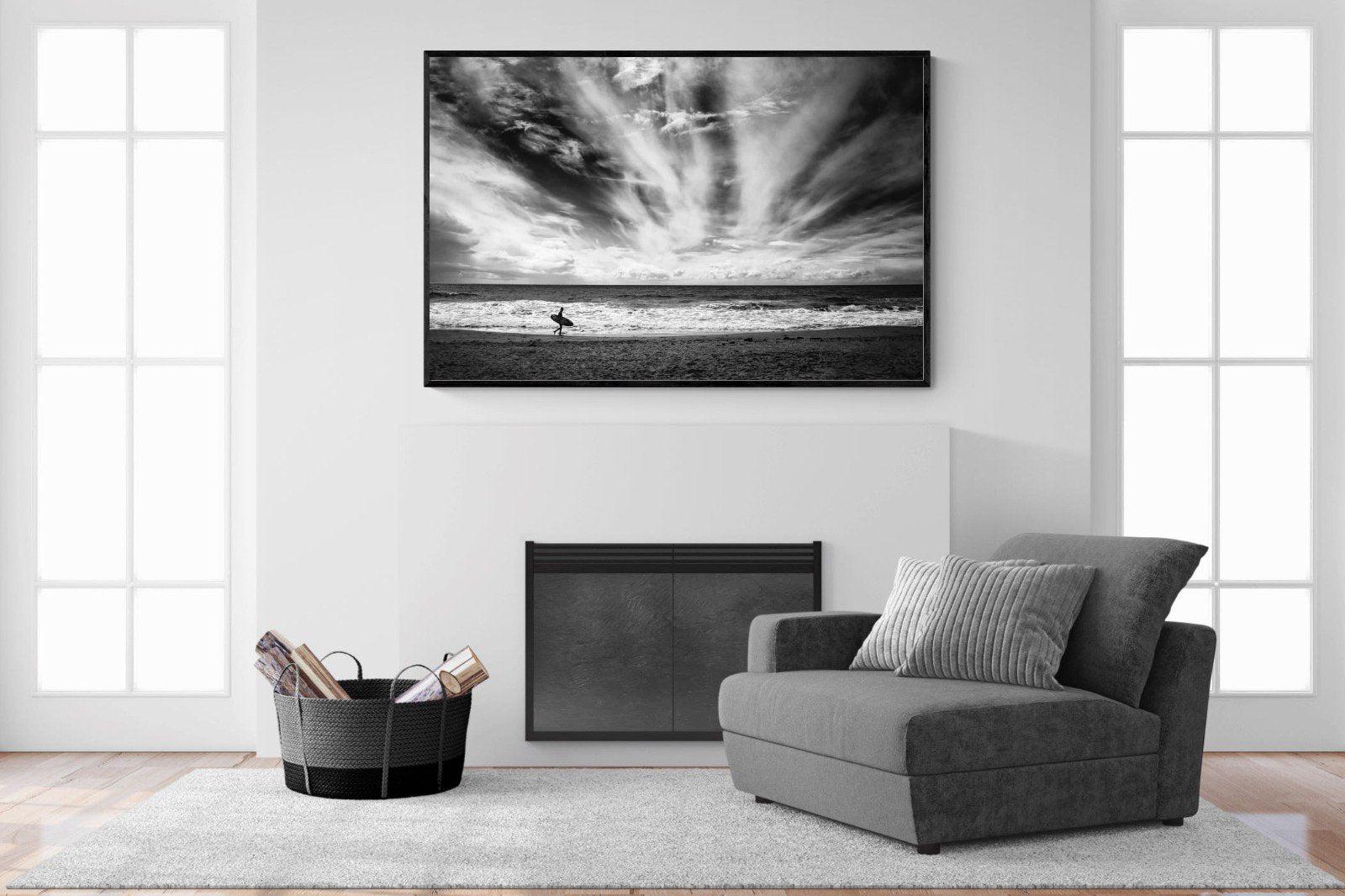 Surfer-Wall_Art-150 x 100cm-Mounted Canvas-Black-Pixalot