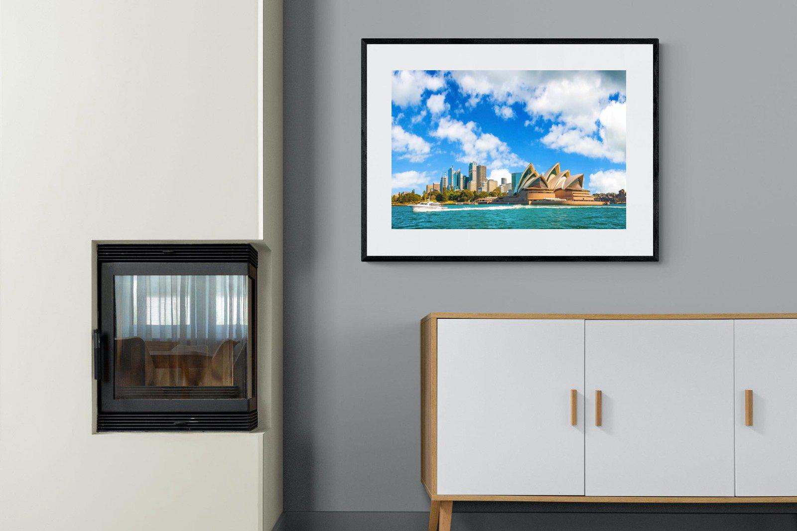 Sydney Opera House-Wall_Art-100 x 75cm-Framed Print-Black-Pixalot