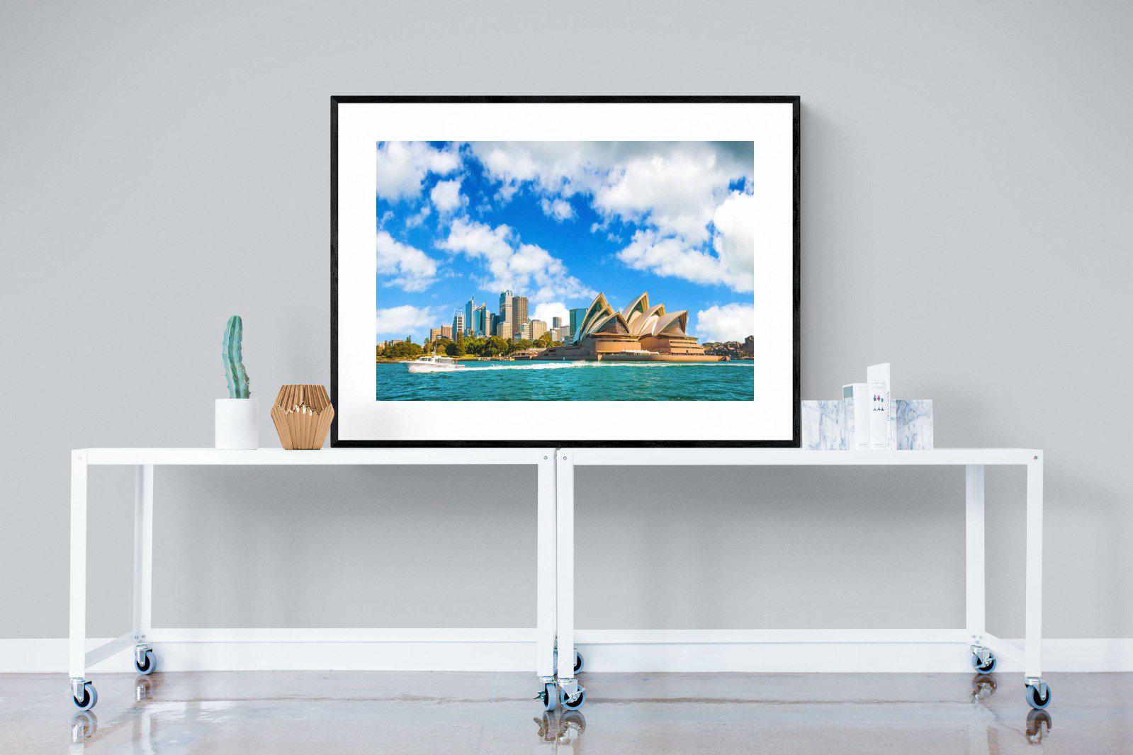 Sydney Opera House-Wall_Art-120 x 90cm-Framed Print-Black-Pixalot