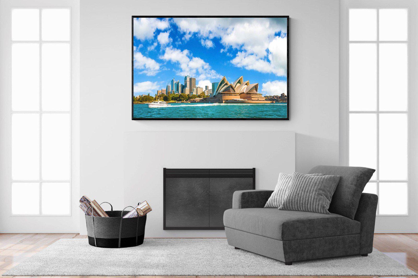 Sydney Opera House-Wall_Art-150 x 100cm-Mounted Canvas-Black-Pixalot