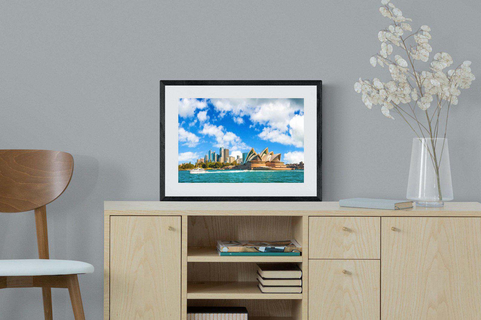 Sydney Opera House-Wall_Art-60 x 45cm-Framed Print-Black-Pixalot