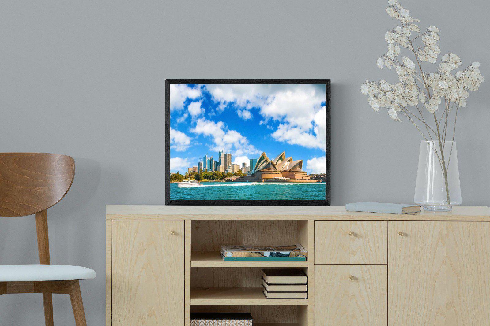 Sydney Opera House-Wall_Art-60 x 45cm-Mounted Canvas-Black-Pixalot