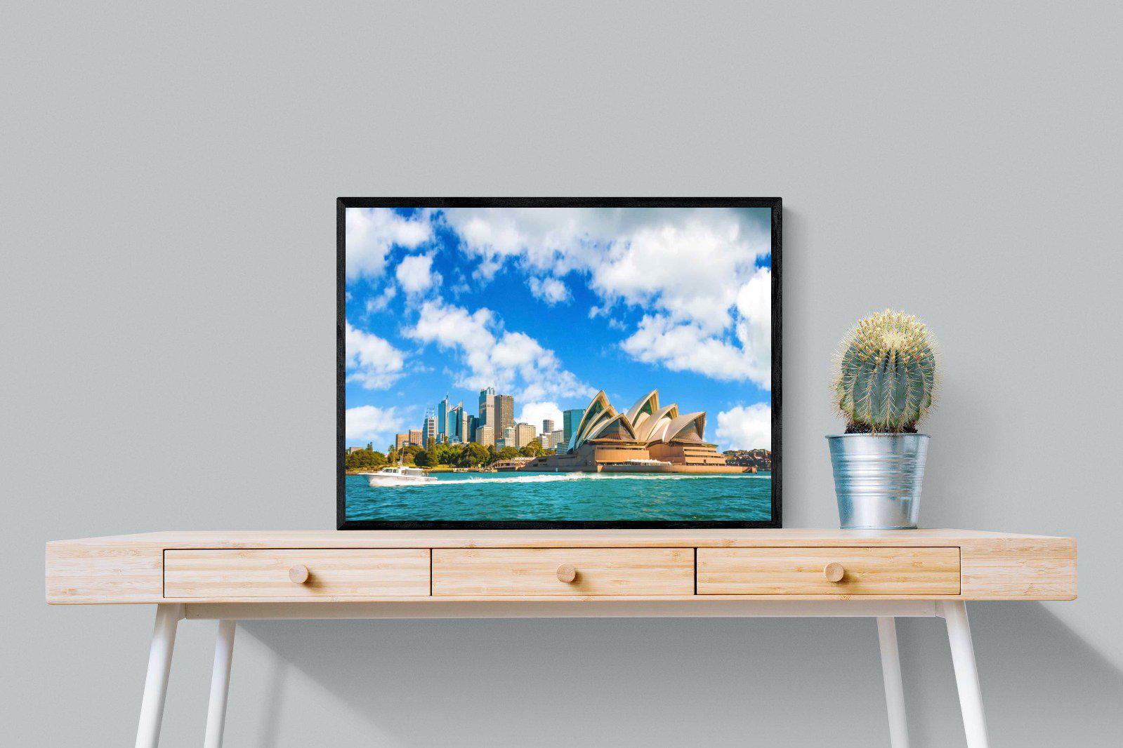 Sydney Opera House-Wall_Art-80 x 60cm-Mounted Canvas-Black-Pixalot