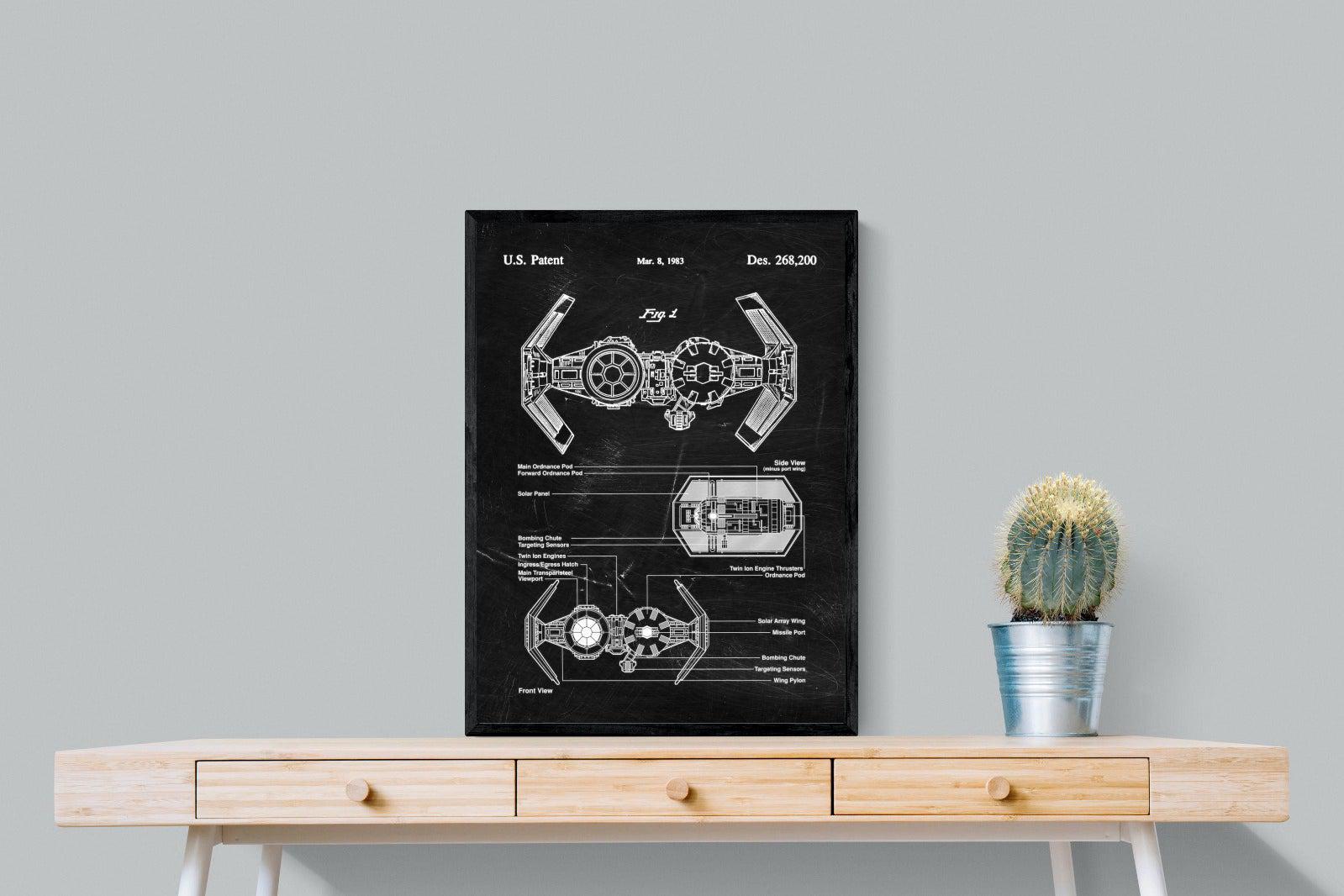 TIE Bomber Blueprint-Wall_Art-60 x 80cm-Mounted Canvas-Black-Pixalot