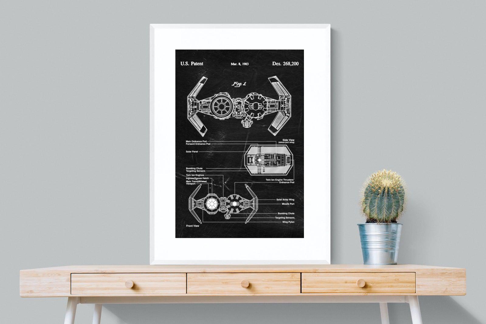 TIE Bomber Blueprint-Wall_Art-75 x 100cm-Framed Print-White-Pixalot