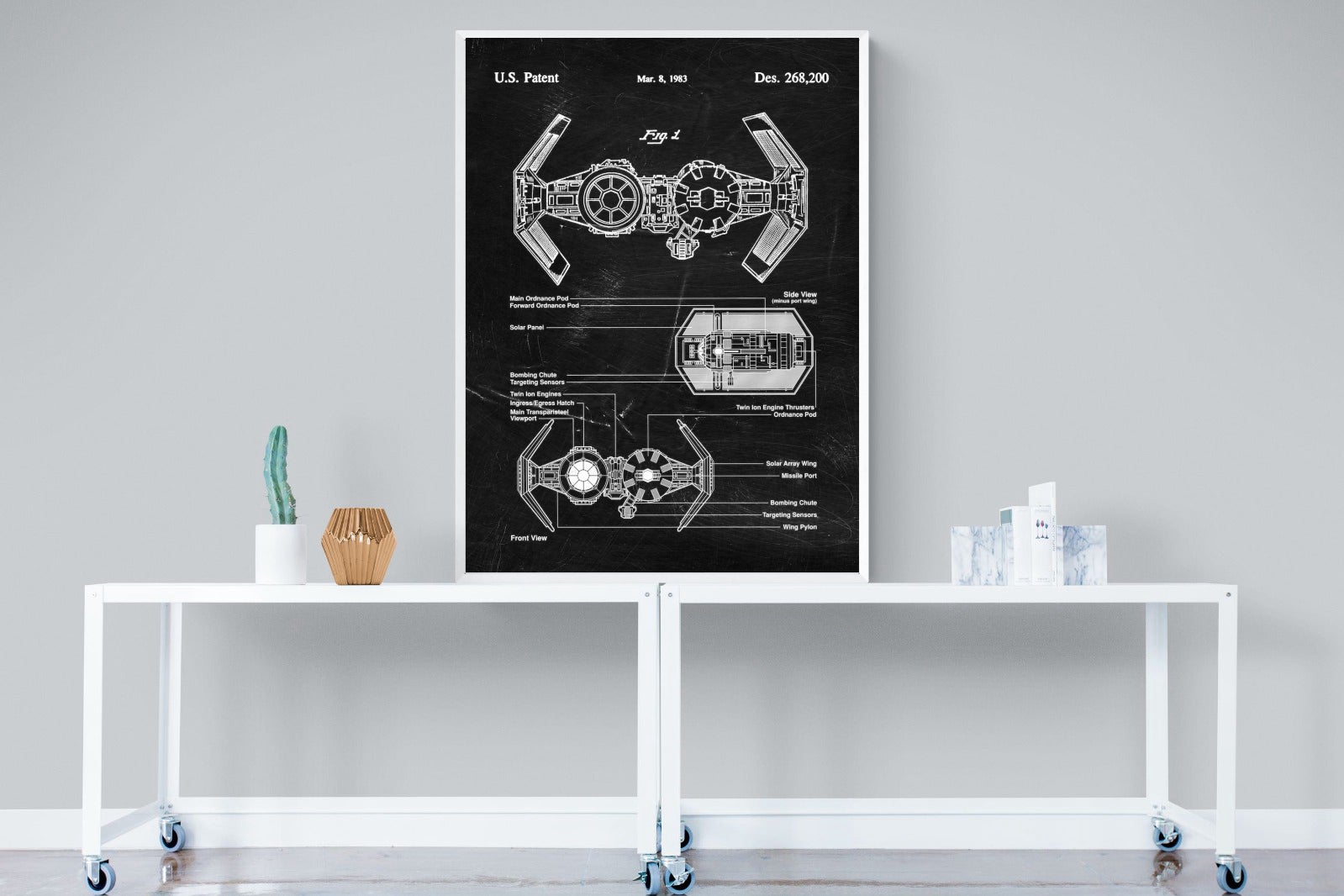 TIE Bomber Blueprint-Wall_Art-90 x 120cm-Mounted Canvas-White-Pixalot