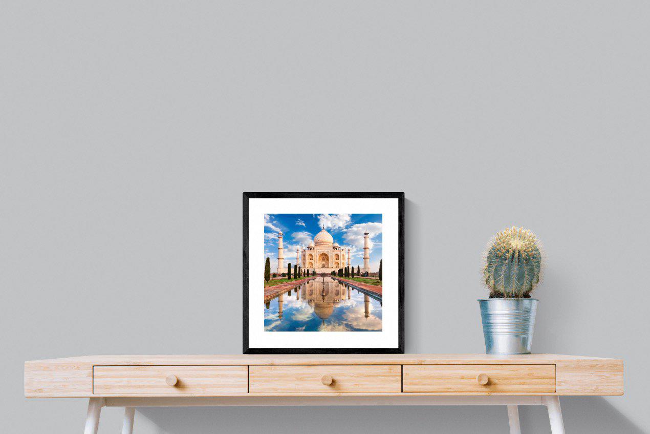 Taj Mahal-Wall_Art-50 x 50cm-Framed Print-Black-Pixalot