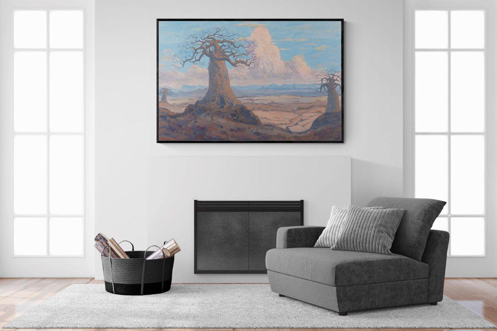 The Baobab Tree-Wall_Art-150 x 100cm-Mounted Canvas-Black-Pixalot
