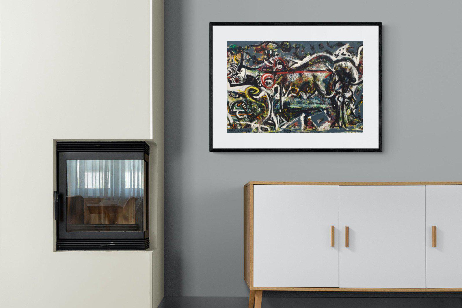 The She Wolf-Wall_Art-100 x 75cm-Framed Print-Black-Pixalot