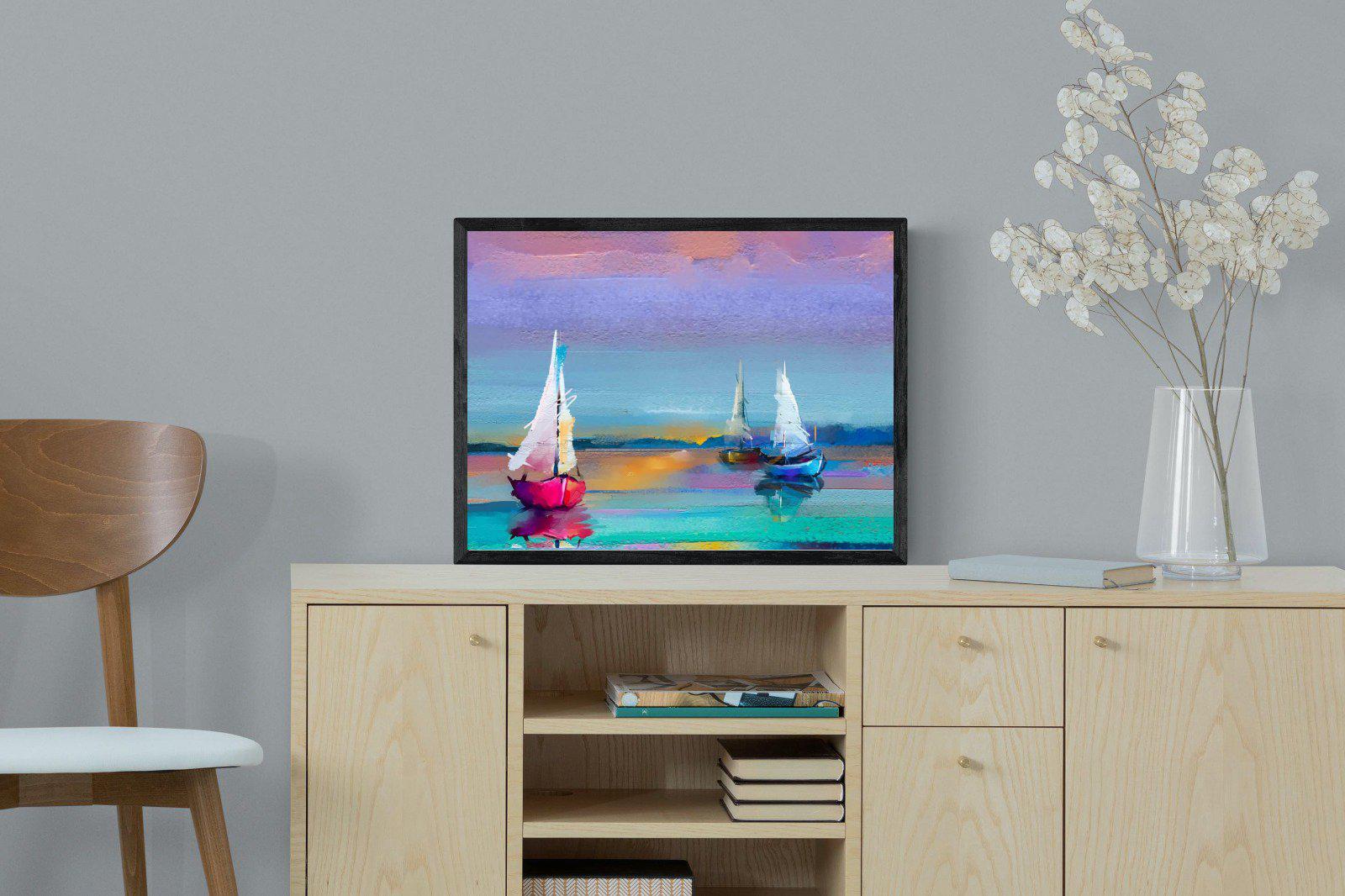 Three Sails-Wall_Art-60 x 45cm-Mounted Canvas-Black-Pixalot