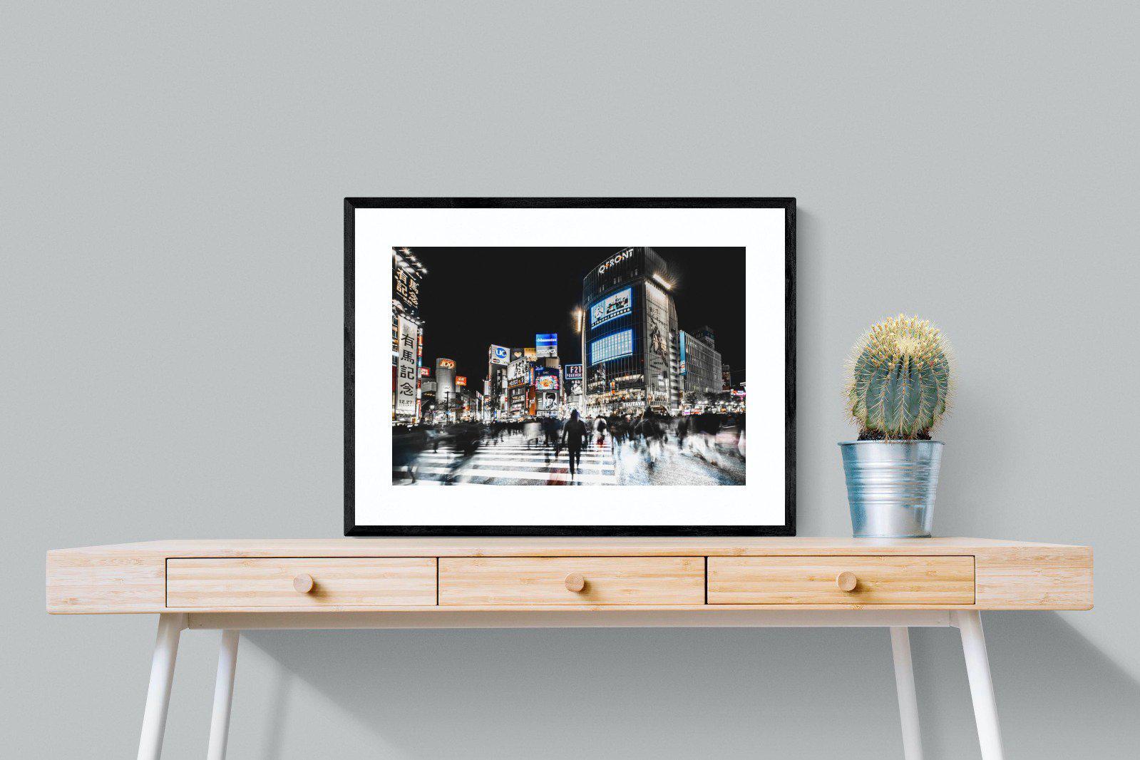 Tokyo Never Sleeps-Wall_Art-80 x 60cm-Framed Print-Black-Pixalot