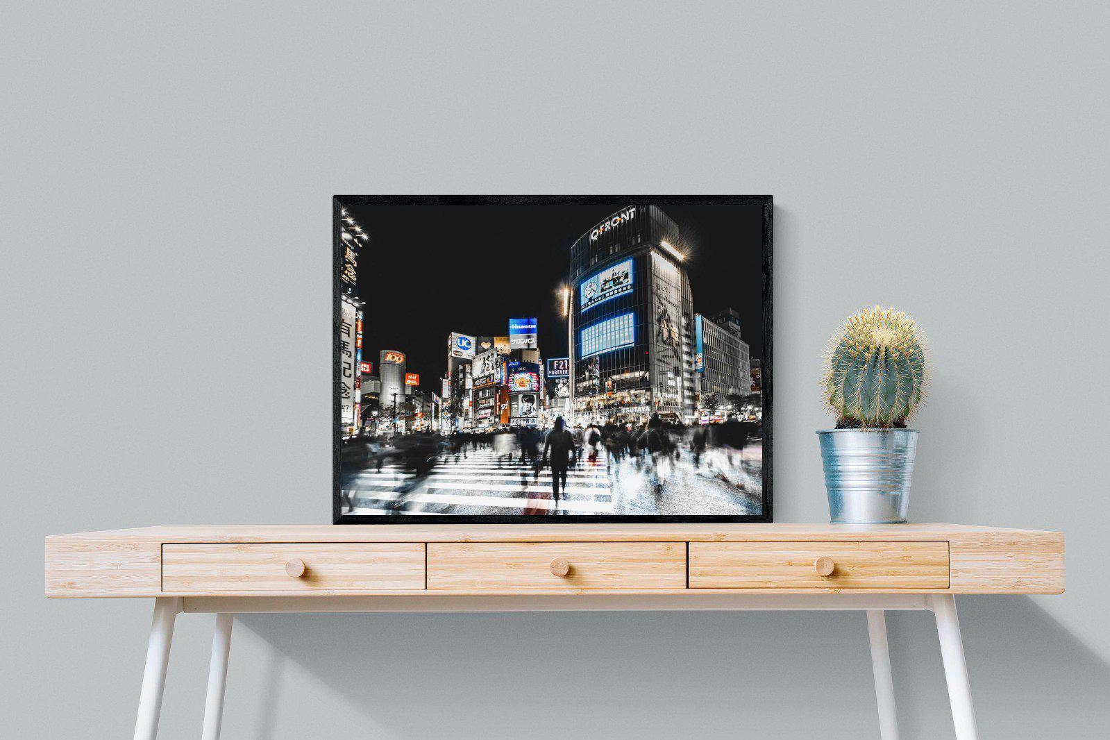 Tokyo Never Sleeps-Wall_Art-80 x 60cm-Mounted Canvas-Black-Pixalot