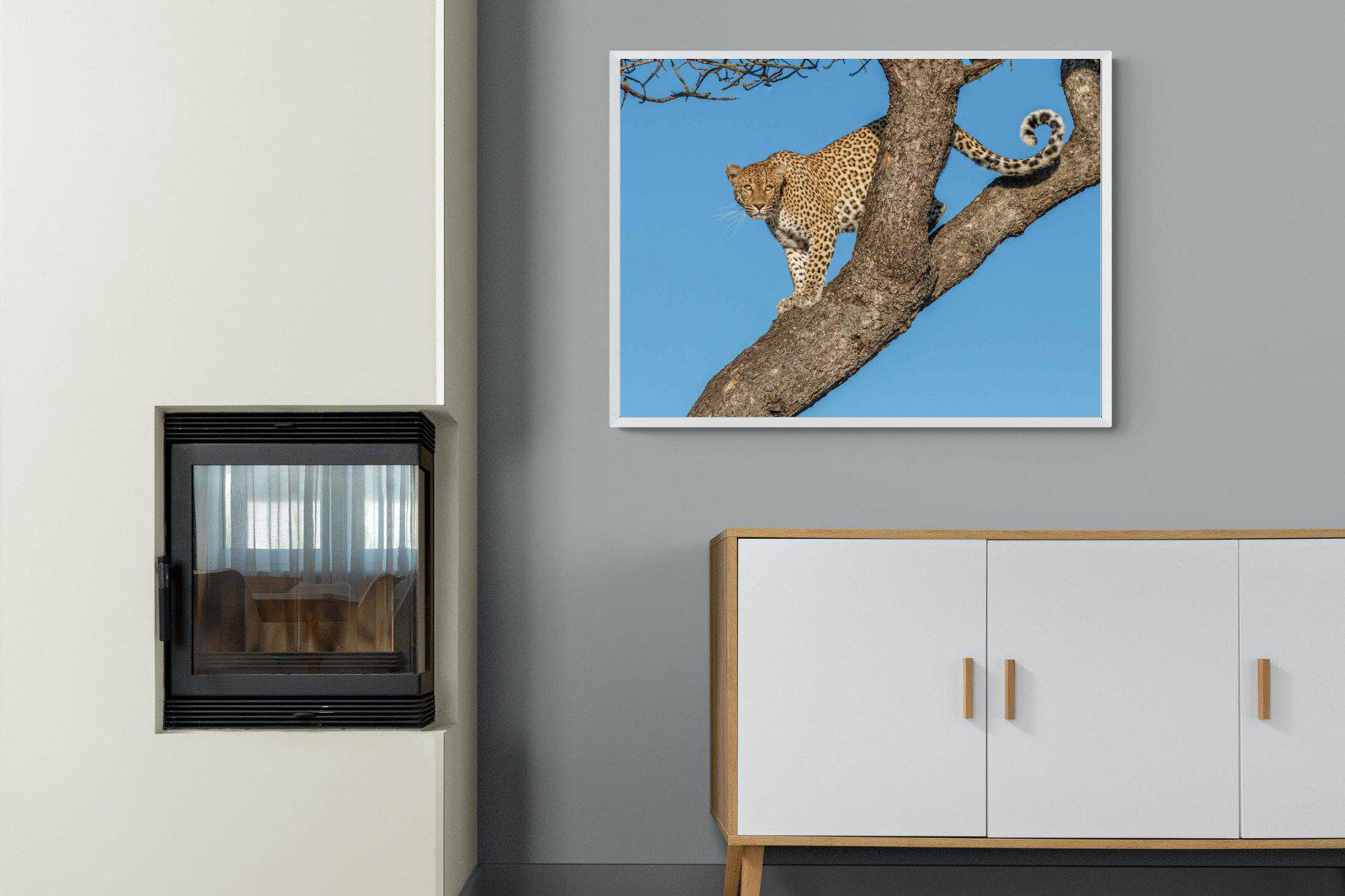 Tree Leopard-Wall_Art-100 x 75cm-Mounted Canvas-White-Pixalot