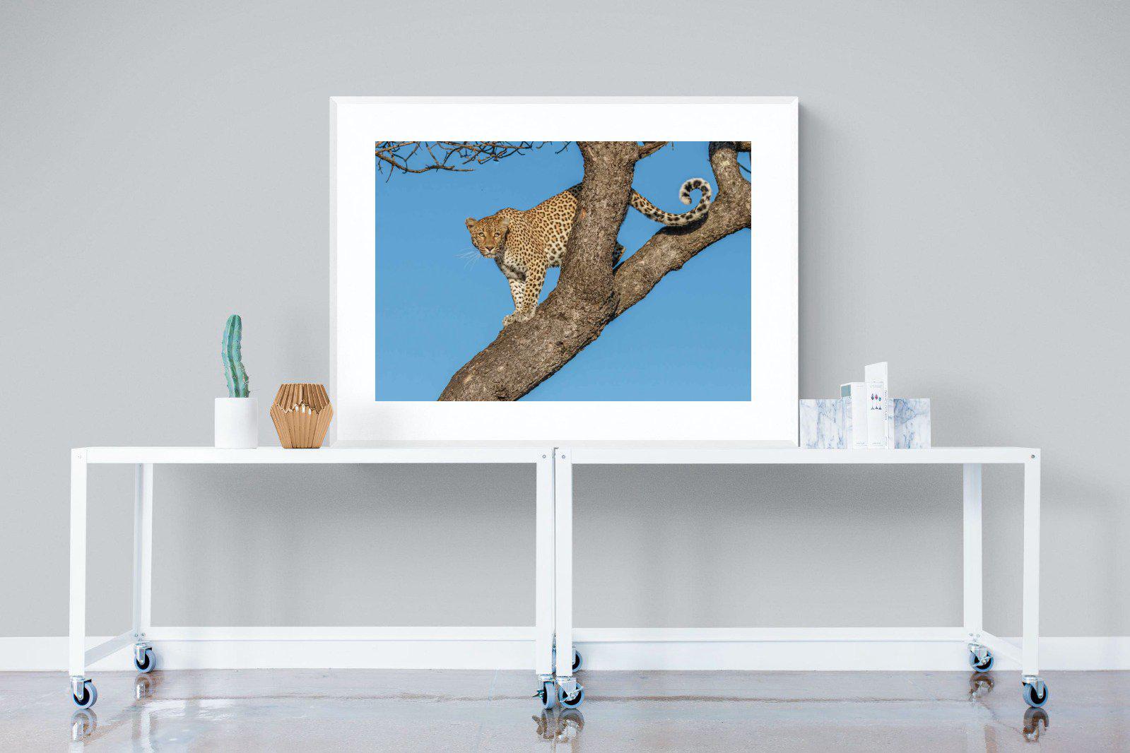 Tree Leopard-Wall_Art-120 x 90cm-Framed Print-White-Pixalot