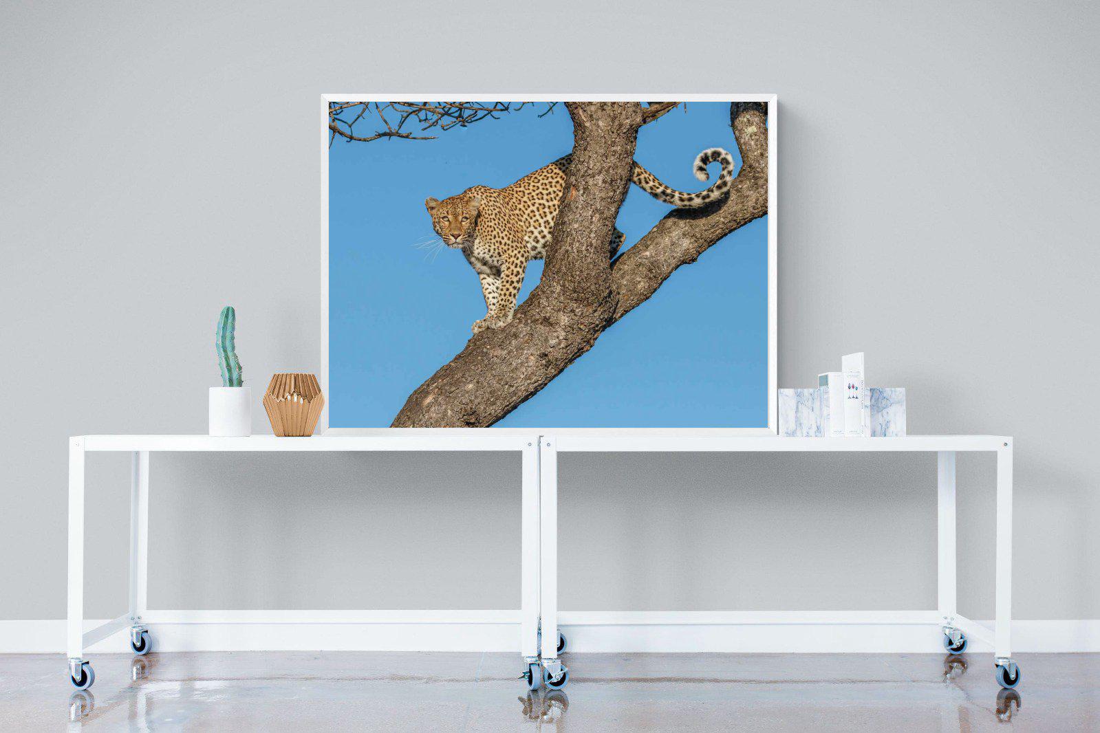 Tree Leopard-Wall_Art-120 x 90cm-Mounted Canvas-White-Pixalot