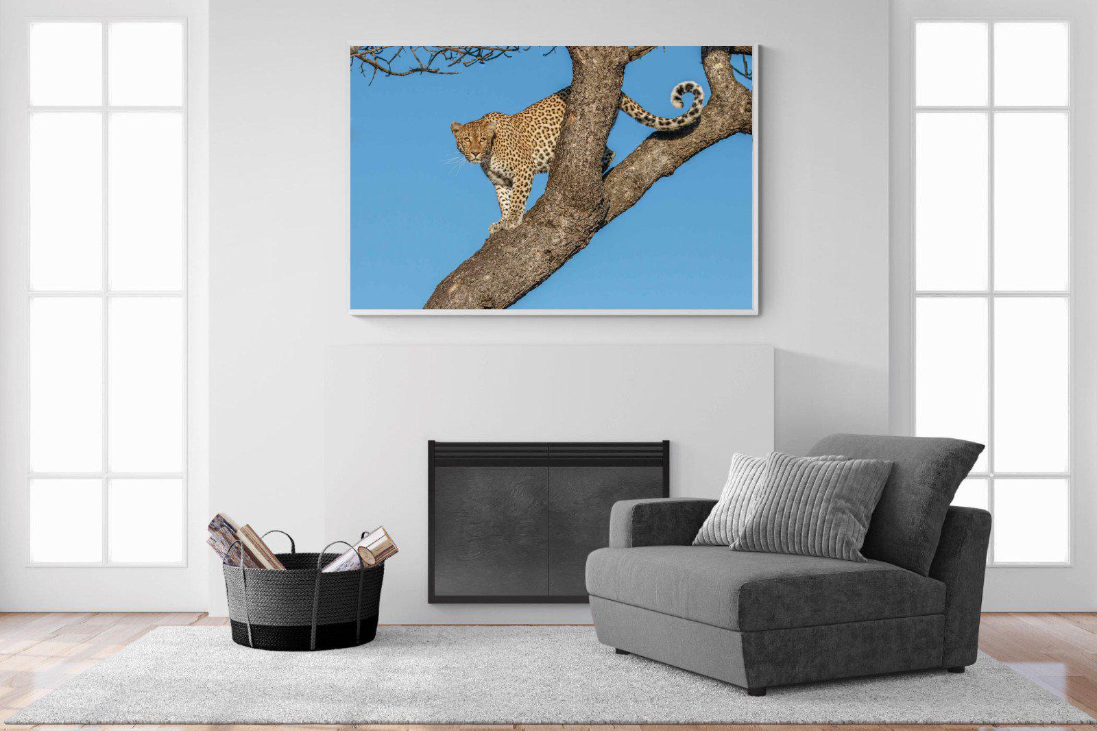 Tree Leopard-Wall_Art-150 x 100cm-Mounted Canvas-White-Pixalot