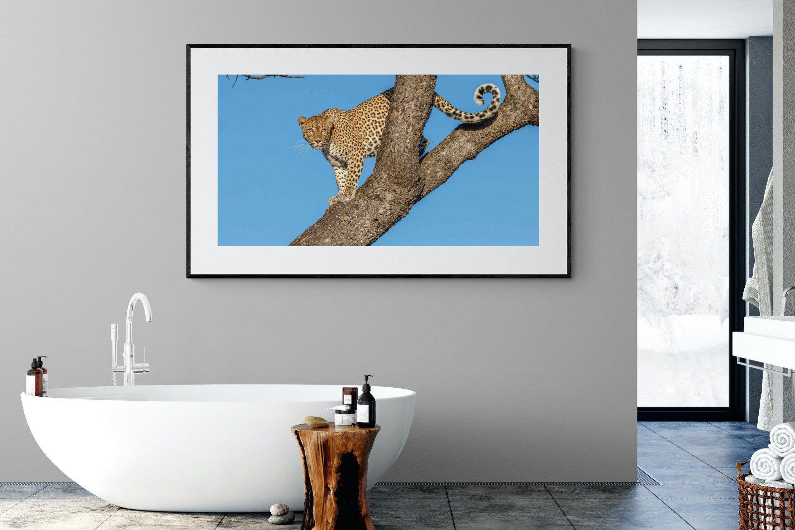 Tree Leopard-Wall_Art-180 x 110cm-Framed Print-Black-Pixalot
