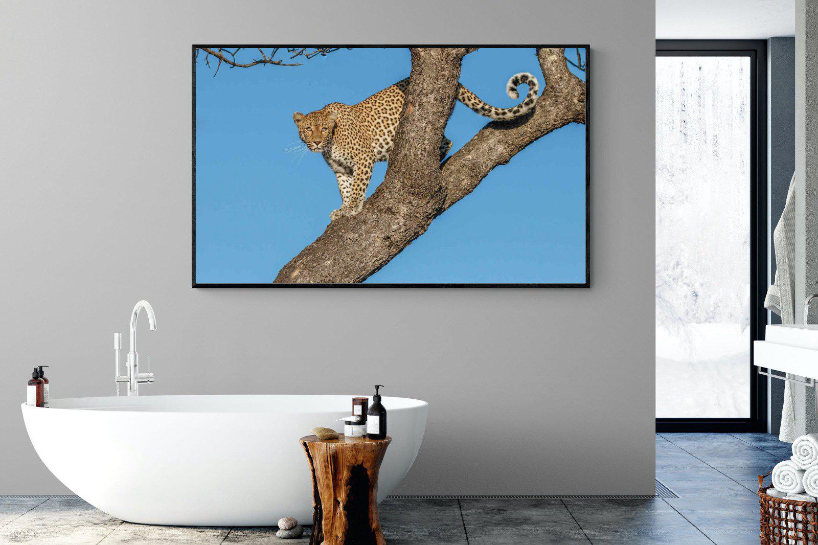 Tree Leopard-Wall_Art-180 x 110cm-Mounted Canvas-Black-Pixalot