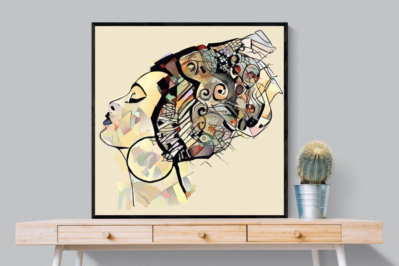 Tribal Art-Wall_Art-100 x 100cm-Mounted Canvas-Black-Pixalot