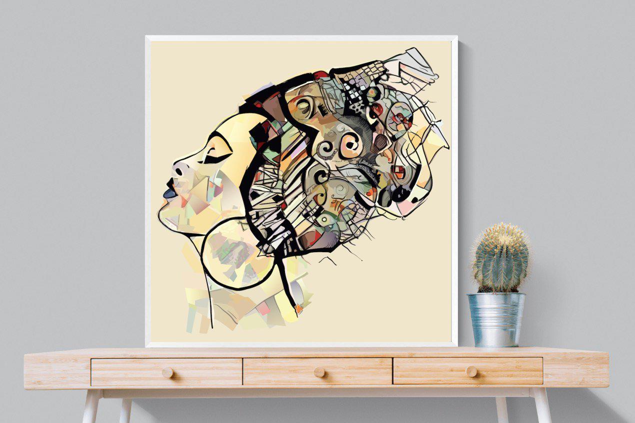 Tribal Art-Wall_Art-100 x 100cm-Mounted Canvas-White-Pixalot