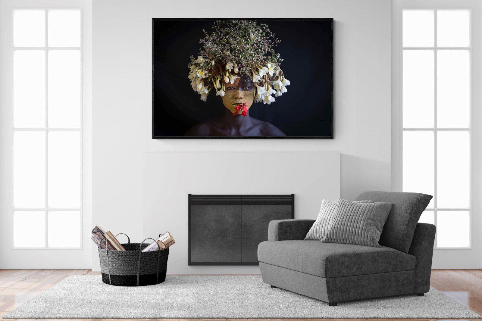 Tribal Child-Wall_Art-150 x 100cm-Mounted Canvas-Black-Pixalot