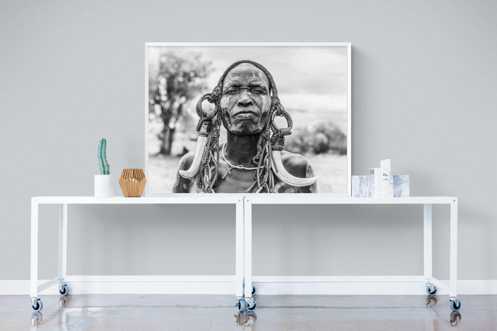 Tribesman-Wall_Art-120 x 90cm-Mounted Canvas-White-Pixalot