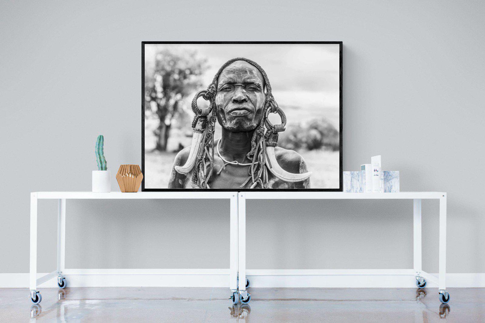 Tribesman-Wall_Art-120 x 90cm-Mounted Canvas-Black-Pixalot