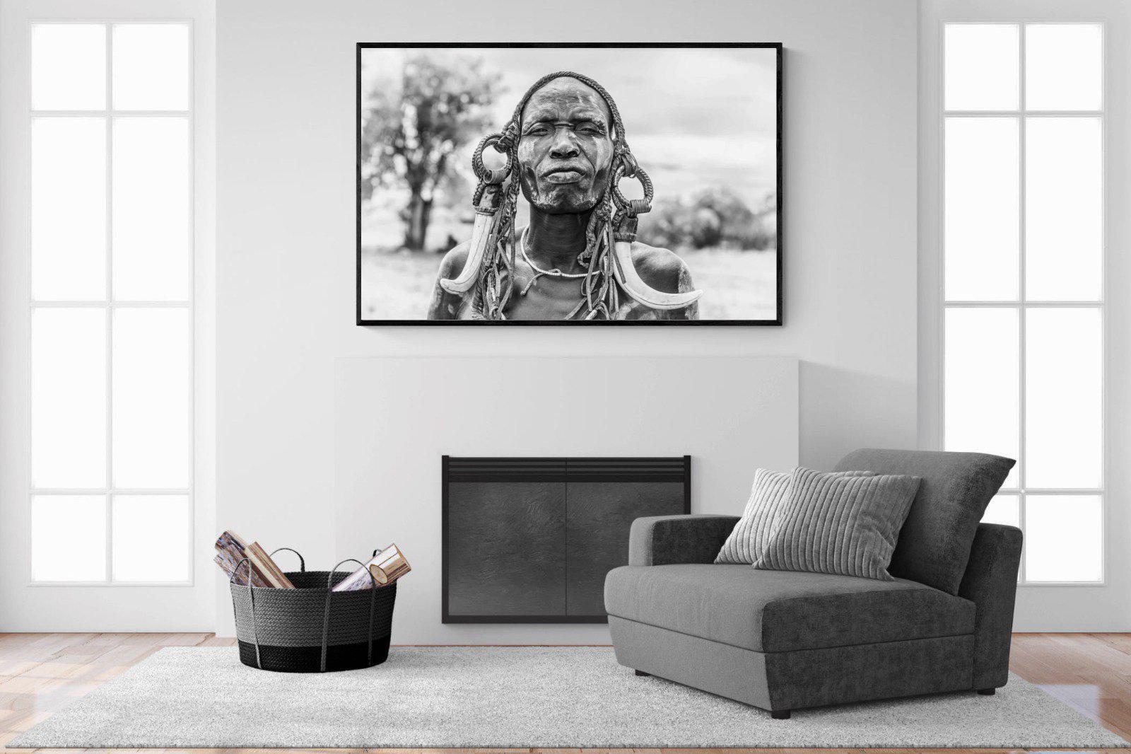 Tribesman-Wall_Art-150 x 100cm-Mounted Canvas-Black-Pixalot