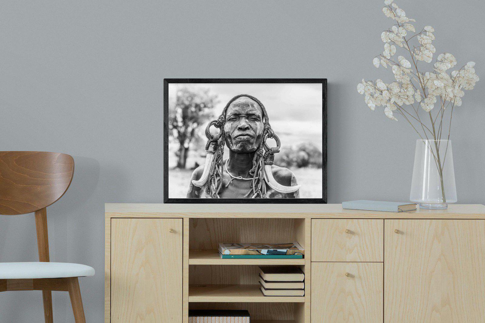 Tribesman-Wall_Art-60 x 45cm-Mounted Canvas-Black-Pixalot