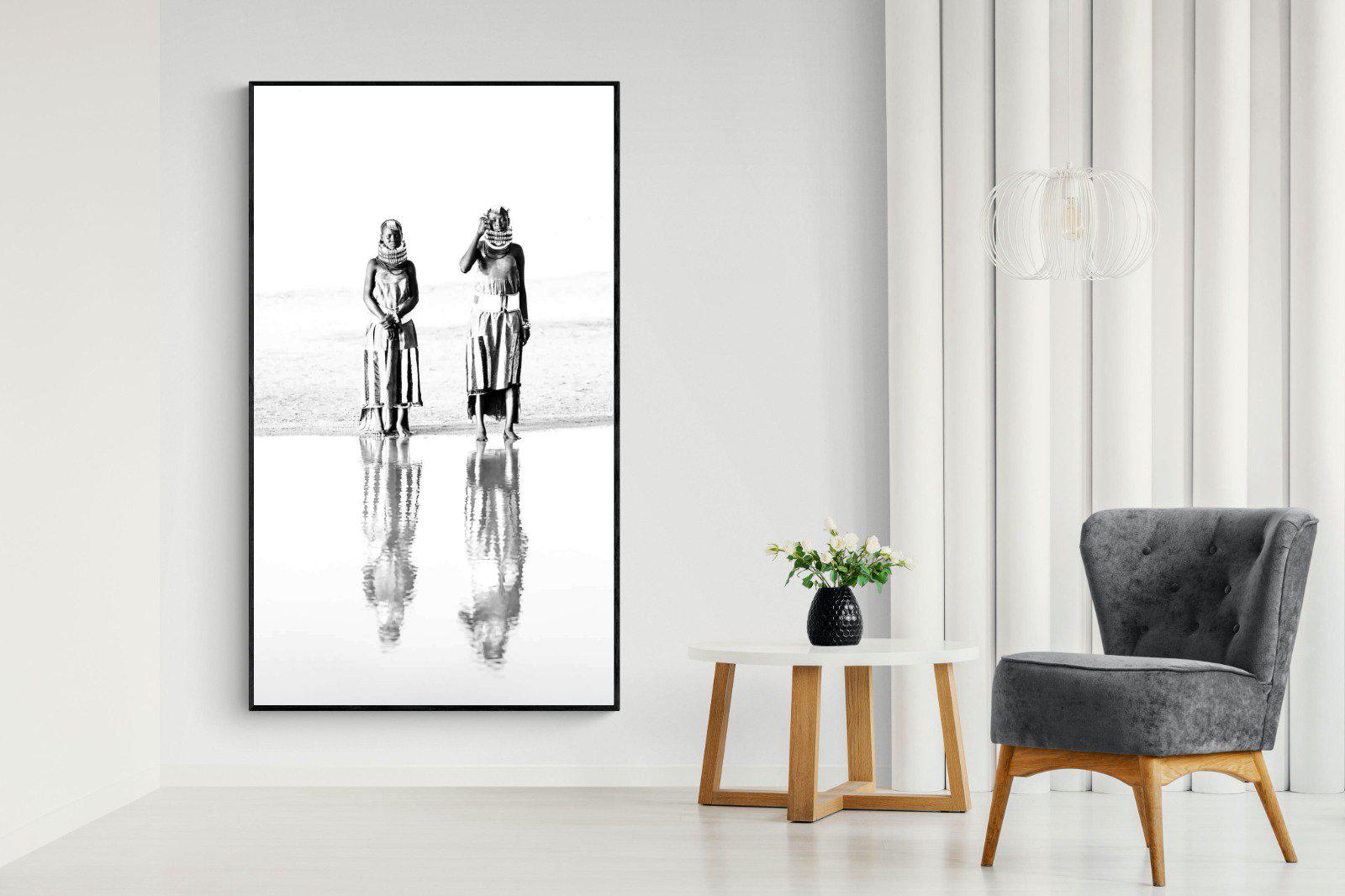 Turkana Tribespeople-Wall_Art-130 x 220cm-Mounted Canvas-Black-Pixalot