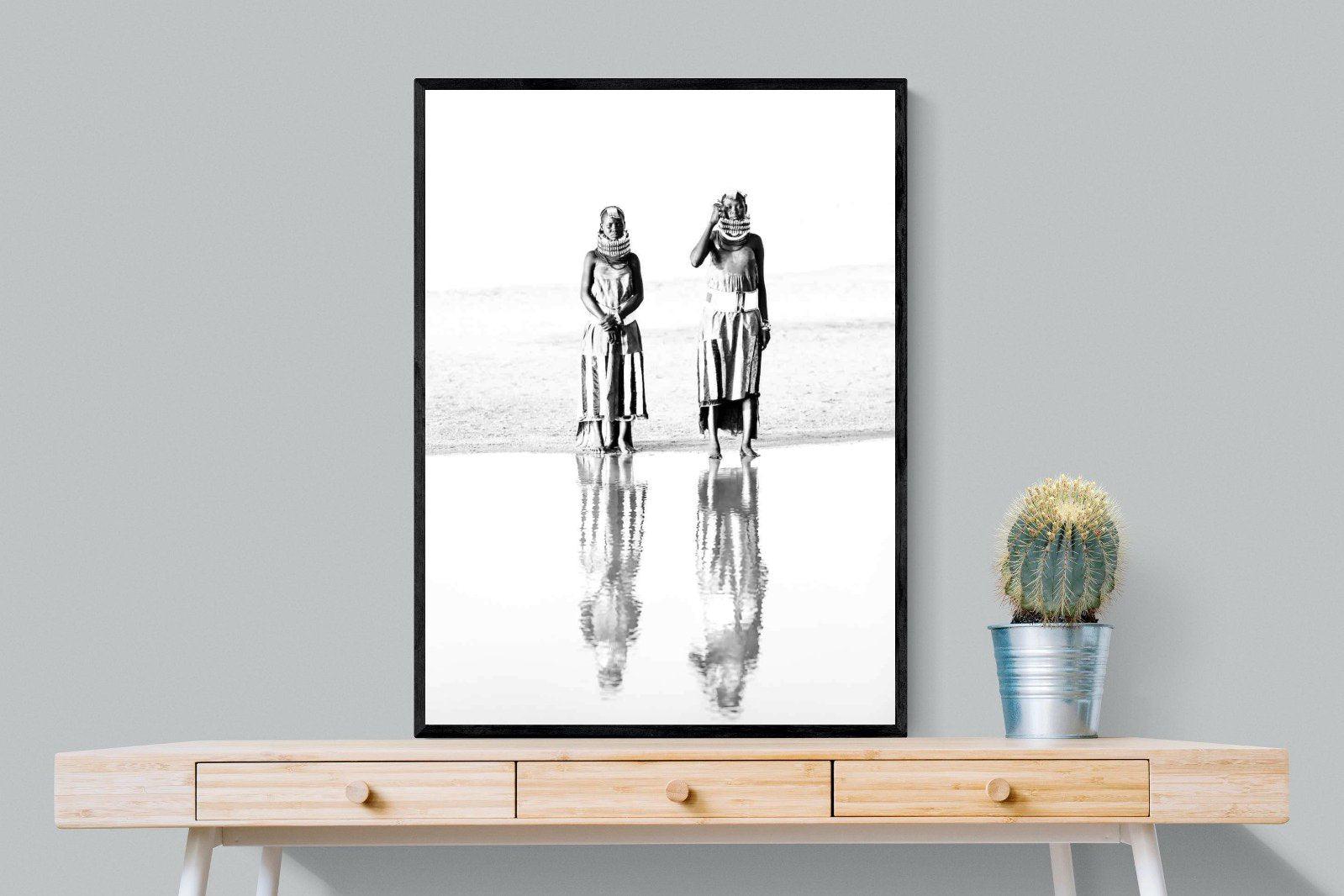 Turkana Tribespeople-Wall_Art-75 x 100cm-Mounted Canvas-Black-Pixalot