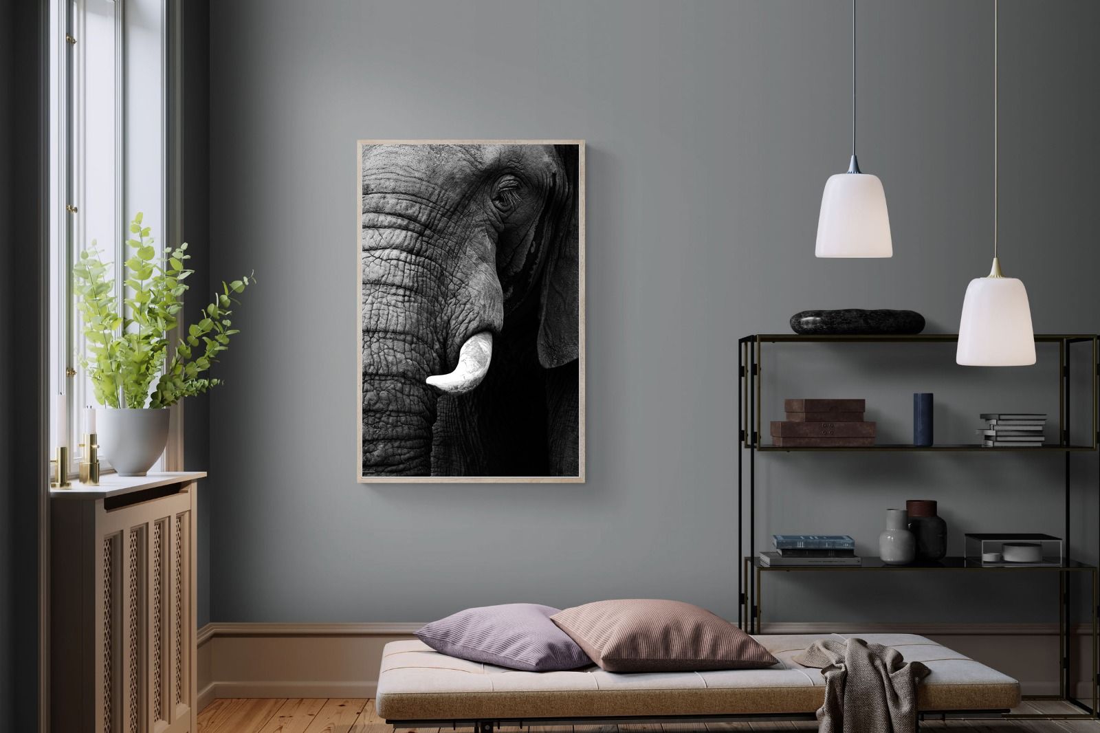 Tusker-Wall_Art-100 x 150cm-Mounted Canvas-Wood-Pixalot