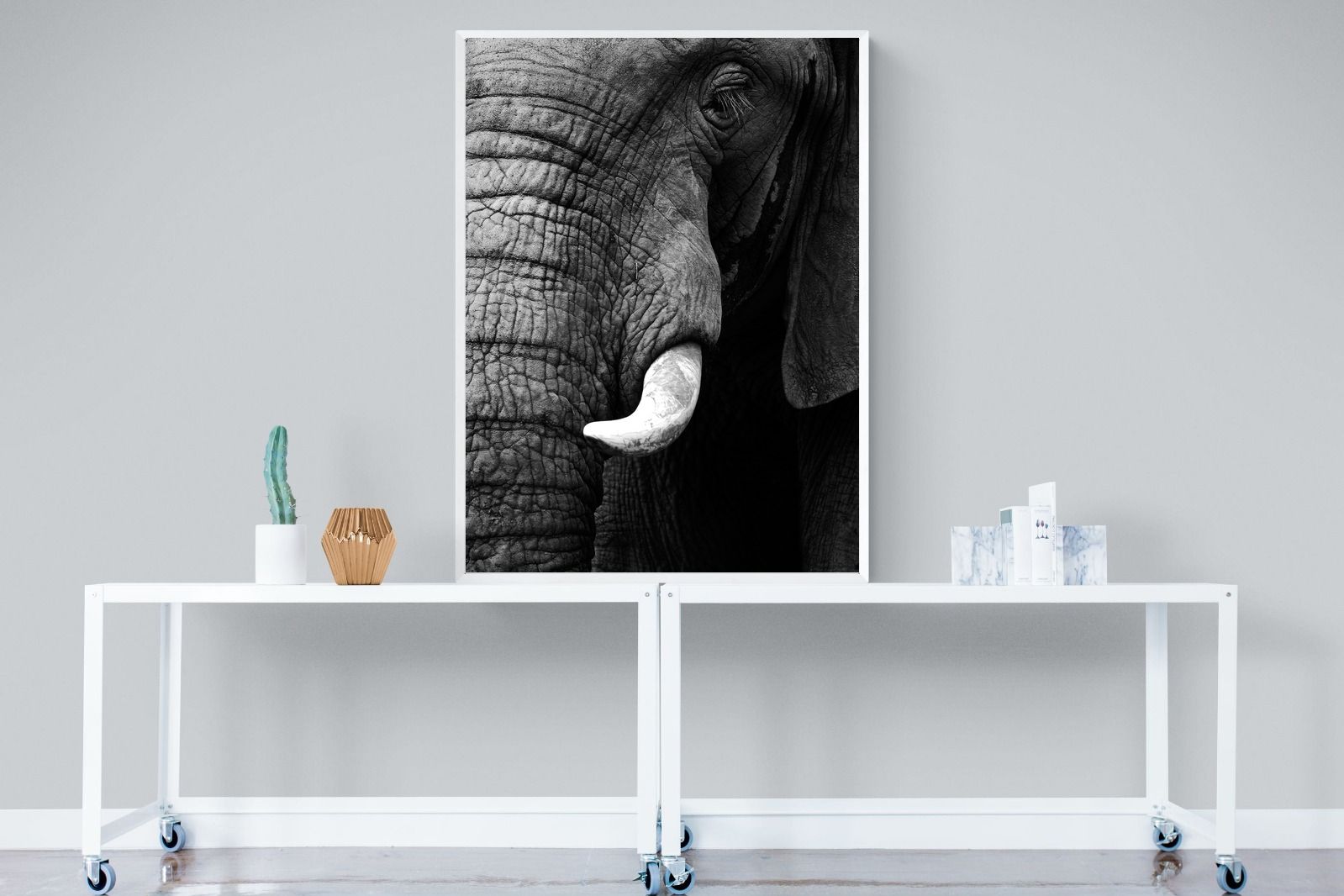 Tusker-Wall_Art-90 x 120cm-Mounted Canvas-White-Pixalot