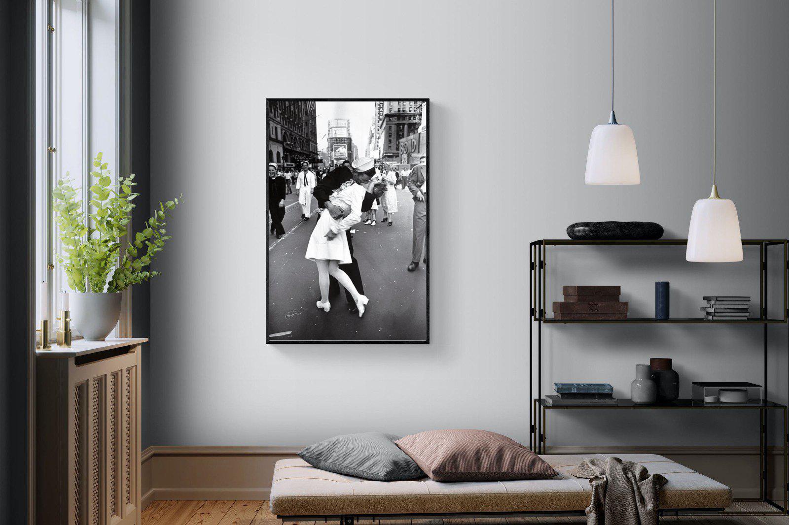 V-J Day-Wall_Art-100 x 150cm-Mounted Canvas-Black-Pixalot